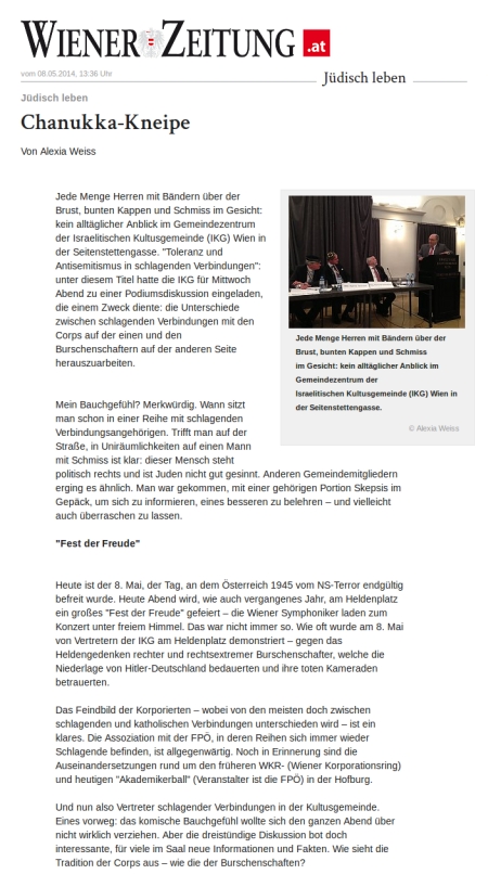 Wiener Zeitung: Chanukka-Kneipe (1/4)